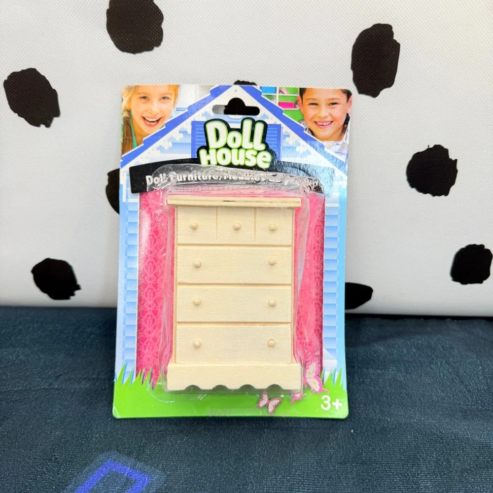 Greenbrier Doll Furniture Kids Tan Wood 4-Piece Miniature Set